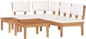 vidaXL Σετ Καναπέ Κήπου 4 pcs Καφέ και Κρέμα