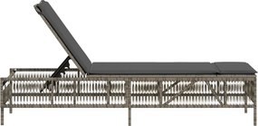 vidaXL Ξαπλώστρα με Μαξιλάρι Γκρι από Συνθετικό Ρατάν