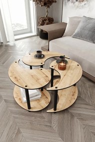 Τραπεζάκι Σαλονιού 3 τεμαχίων Καρυδιά 70x70x38 cm