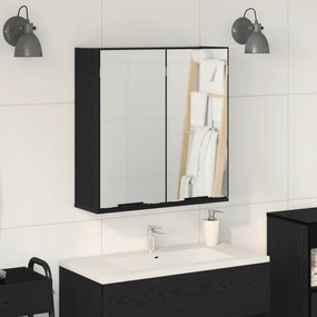 vidaXL Καθρέφτης μπάνιου  - Μαύρη βελανιδιά, 64x20x66,5 εκ, Κατασκευασμένος από επεξεργασμένο ξύλο