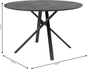 Tραπέζι Cerco MDF μαύρο Φ120x75εκ 120x120x75 εκ.