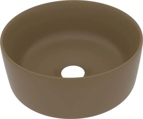 vidaXL Νιπτήρας Πολυτελής Στρογγυλός Κρεμ Ματ 40 x 15 εκ. Κεραμικός