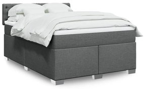 vidaXL Κρεβάτι Boxspring με Στρώμα Σκούρο Γκρι 140x200 εκ Υφασμάτινο