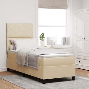 vidaXL Κρεβάτι με Ελατήριο Μπεζ 80 x 200 cm Ύφασμα