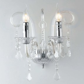 Φωτιστικό Τοίχου - Απλίκα Cristallo I-246/00800 2xE14 32x30cm Chrome Luce Ambiente Design Γυαλί
