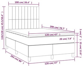 Κρεβάτι Boxspring με Στρώμα &amp; LED Taupe 120x200 εκ. Υφασμάτινο - Μπεζ-Γκρι