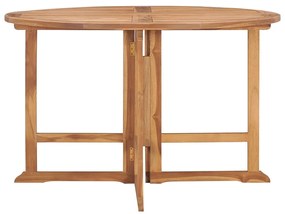 vidaXL Τραπεζαρία Κήπου Πτυσσόμενη Ø110x75 εκ. από Μασίφ Ξύλο Teak