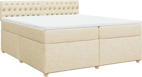 vidaXL Κρεβάτι Boxspring με Στρώμα Κρεμ 200x200 εκ. Υφασμάτινο