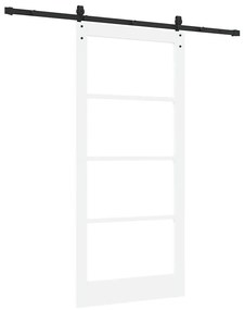 vidaXL Ολισθητή Πόρτα Χειροκίνητος Λευκό 93 x 202 cm Ξύλο και μέταλλο
