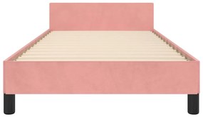 vidaXL Πλαίσιο Κρεβατιού με Κεφαλάρι Ροζ 90x190 εκ. Βελούδινο