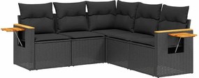 vidaXL Patio Sofa Set 5-θέσια Black
