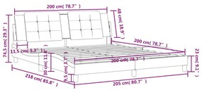 Πλαίσιο Κρεβατιού με Κεφαλάρι Γκρι 200x200 εκ. Συνθετικό Δέρμα - Γκρι