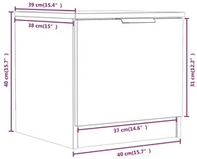 Κομοδίνο Καπνιστή Δρυς 40 x 39 x 40 εκ. - Καφέ