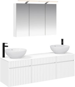 vidaXL Σετ Ντουλαπιών Μπάνιου 4 pcs Λευκό 100 x 14,5 x 70 εκ