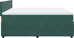 vidaXL Κρεβάτι Boxspring με Στρώμα Σκούρο Πράσινο 200x200εκ. Βελούδινο