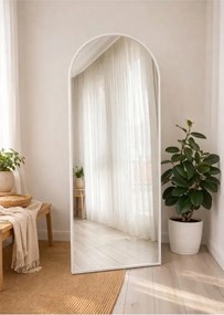 Stewehome Καθρέφτης τοίχου οβάλ με λευκό μεταλλικό πλαίσιο Λευκό 65x180 cm