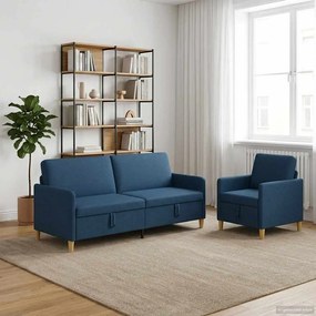 vidaXL Σαλονάκι Σετ Με Αποθηκευτικό Χώρο 2 pcs Μπλε Πολυεστέρας