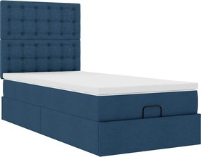 vidaXL Οθωμανικό κρεβάτι με στρώμα μπλε 100x200cm ύφασμα
