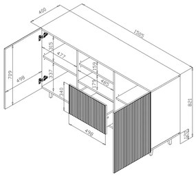 PAFOS chest of drawers 150 2D1S DIOMMI CAMA-PAFOS-KOM-150-BI/BI