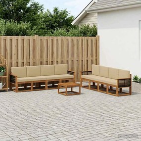 vidaXL Σειρά Καναπέ Εξωτερικού με μαξιλάρι 7 pcs Φυσικό