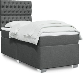 vidaXL Κρεβάτι Boxspring με Στρώμα Σκούρο Γκρι 90x190 εκ. Υφασμάτινο