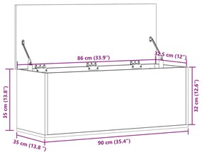 Κουτί Αποθήκευσης Λευκό 90x35x35 εκ. από Επεξεργασμένο Ξύλο - Λευκό