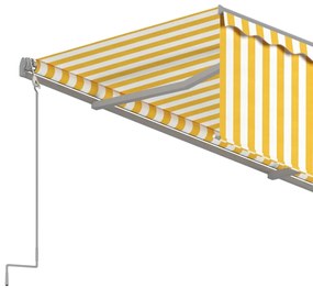 vidaXL Τέντα Συρόμενη Αυτόματη με Σκίαστρο Κίτρινο / Λευκό 4 x 3 μ.