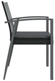 vidaXL Καρέκλες Κήπου 4 τεμ. Μαύρο 56,5x57x83 εκ Συνθ. Ρατάν&Μαξιλάρια