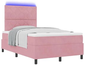 vidaXL Κρεβάτι με ελατήρια με στρώμα Ροζ 120 x 200 cm Βελούδο