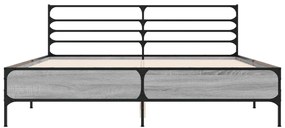 vidaXL Πλαίσιο Κρεβατιού Γκρι Sonoma 160x200 εκ. Επεξ. Ξύλο &amp; Μέταλλο