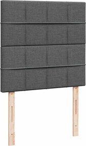 vidaXL Κρεβάτι Boxspring με Στρώμα Σκούρο Γκρι 90x190 εκ. Υφασμάτινο