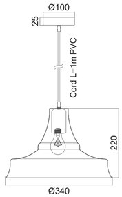 ΚΑΜΠΑΝΑ ΜΕΤΑΛΛΙΚΗ ΜΑΥΡΗ Φ34CM 1ΧE27 STOOGES - KS1477P1BK - KS1477P1BK