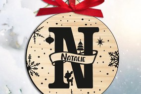 Σετ των 3 Intra απο ξύλο plywood 3mm-4mm πάχος Χριστουγεννιάτικο μονόγραμμα Γράμμα N Στολίδι Δίασταση 8x8 cm INTRAFABR-109379755