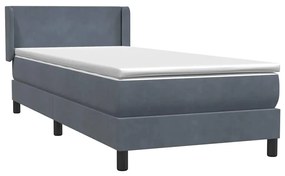 vidaXL Κρεβάτι Boxspring με Στρώμα Σκούρο Γκρι 80x220 εκ. Βελούδινο