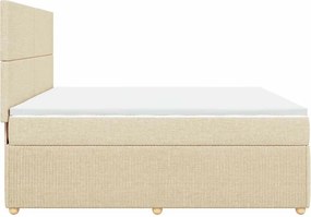 vidaXL Κρεβάτι Boxspring με Στρώμα Κρεμ 200x200 εκ. Υφασμάτινο