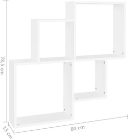 vidaXL Ράφι Κύβος Τοίχου Λευκό 80 x 15 x 78,5 εκ. από Επεξ. Ξύλο