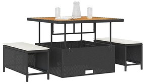 vidaXL Σέτ φαγητού για κήπο Μαύρο συνθετικό ρατάν