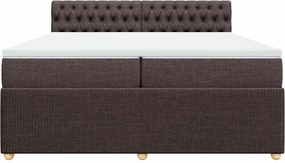 vidaXL Κρεβάτι Boxspring με Στρώμα Σκούρο Καφέ 200x200 εκ. Υφασμάτινο