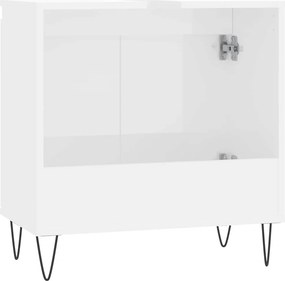 vidaXL Ντουλάπι Μπάνιου Γυαλ. Λευκό 58 x 33 x 60 εκ. από Επεξεργ. Ξύλο