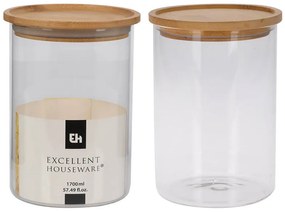 Γυάλινο Δοχείο Αποθήκευσης Εxcellent Houseware με καπάκι, Χωρητικότητας 1700ml