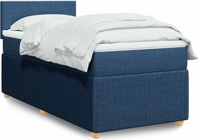 vidaXL Κρεβάτι Boxspring με Στρώμα Μπλε 100 x 200 εκ. Υφασμάτινο