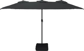 vidaXL Ομπρέλα Κήπου με Διπλή Κορυφή και LED Μαύρη 449 x 265 εκ.