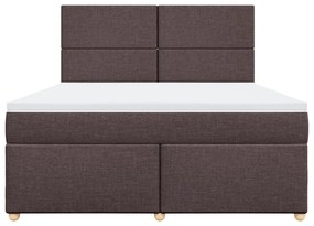 Κρεβάτι Boxspring με Στρώμα Σκούρο Καφέ 180x200 εκ Υφασμάτινο - Καφέ