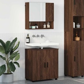 vidaXL Σετ Επίπλων Μπάνιου Επιτοίχιο με αποθήκευση 2 pcs Καφέ δρυς