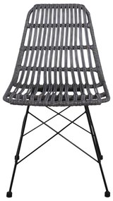 Καρέκλα SALSA Μεταλική Μαύρη/Wicker Γκρι 48x59x80cm (Σετ 4 ΤΕΜ)