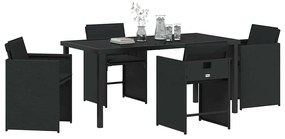 vidaXL Σέτ φαγητού για κήπο με μαξιλάρι 5 pcs Μαύρο Πολυ ράταν