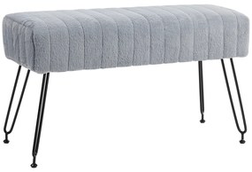 HOMCOM Παγκάκι, καπιτονέ κάθισμα, κάλυμμα από τεχνητή γούνα, μεταλλικά πόδια, έως 120 kg, 82x30x47 cm, Γκρι/Μαύρο