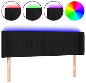 vidaXL Κεφαλάρι Κρεβατιού LED Μαύρο 147x16x78/88 εκ. Υφασμάτινο