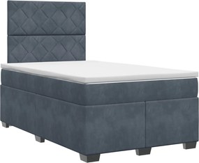 vidaXL Κρεβάτι box spring με στρώμα Σκούρο Γκρι 120 x 190 cm Βελούδο