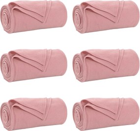 vidaXL Ριχτάρια 6 pcs Ροζ 270 x 240 cm Μαλλί